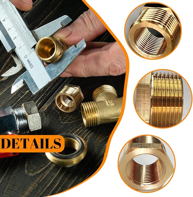 2 Pcs Brass Bushing 1" Male to 3/4" Female - Image 3