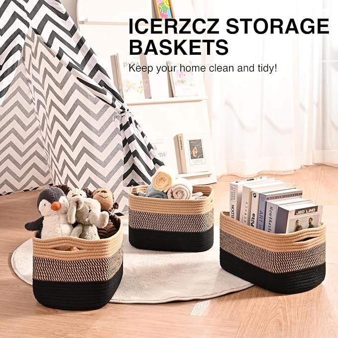 ICERZCZ Storage Baskets for Shelves Organizing, Woven Cotton Rope Baskets for - Image 6