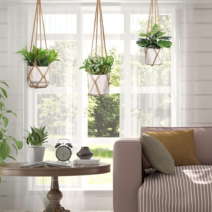 YIBOT 3 Pack Macrame Plant Hanger Outdoor Hanging Planter - Image 5