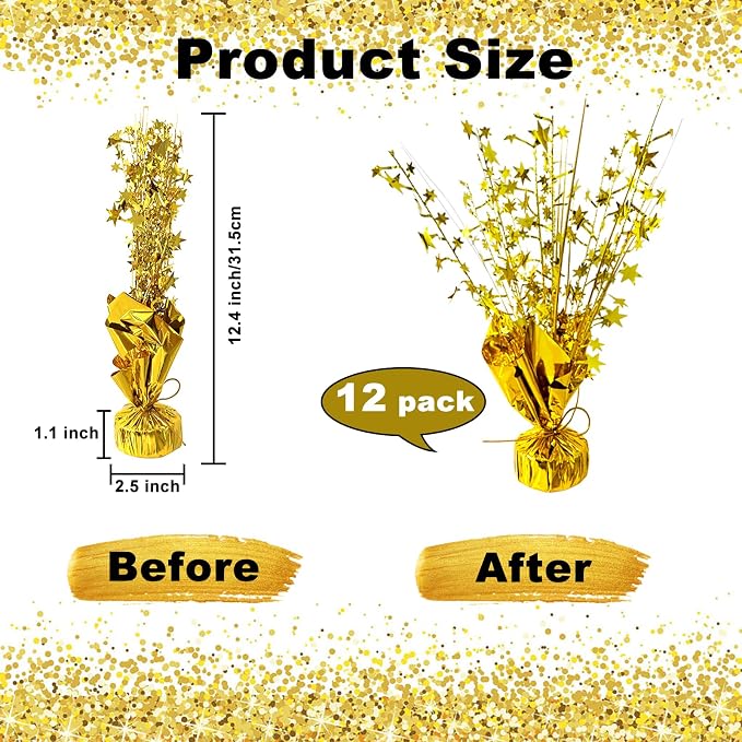 12 Pcs Metallic Foil Spray Centerpiece Party Star Table Decoration Brust - Image 4