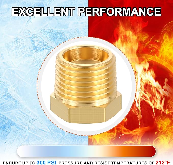 2 Pack Male to FeMale Adapter, 3/8" NTP Male x 1/8" NTP Female Brass Hex - Image 7