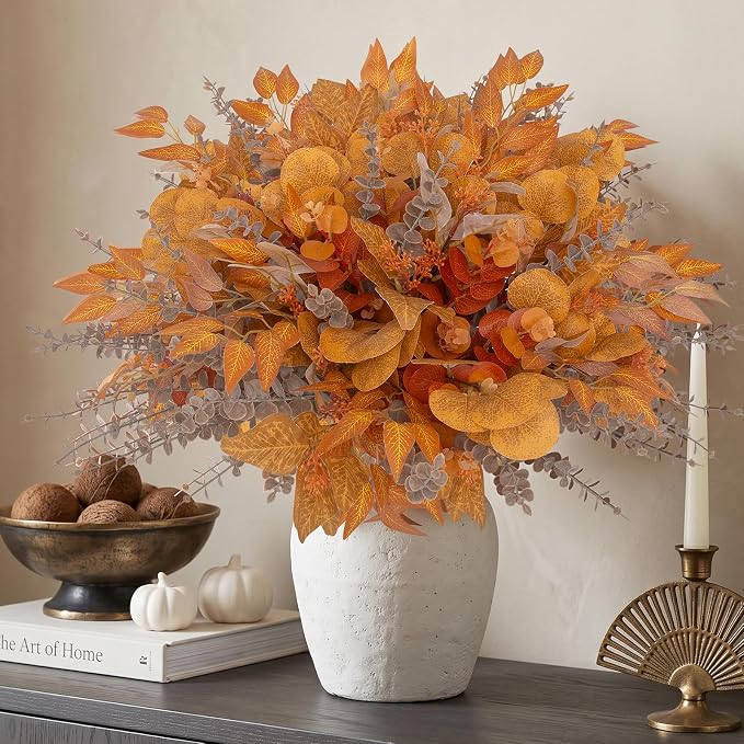 260 Pcs Fall Mixed Greenery Artificial Eucalyptus Stems Bulk, 6 Kinds of Fake - Image 5