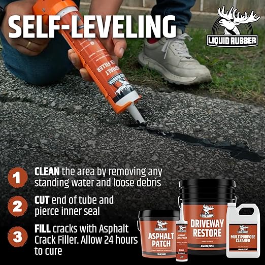 Liquid Rubber Self-Leveling Asphalt Driveway Crack Filler, Parking Lot & - Image 4