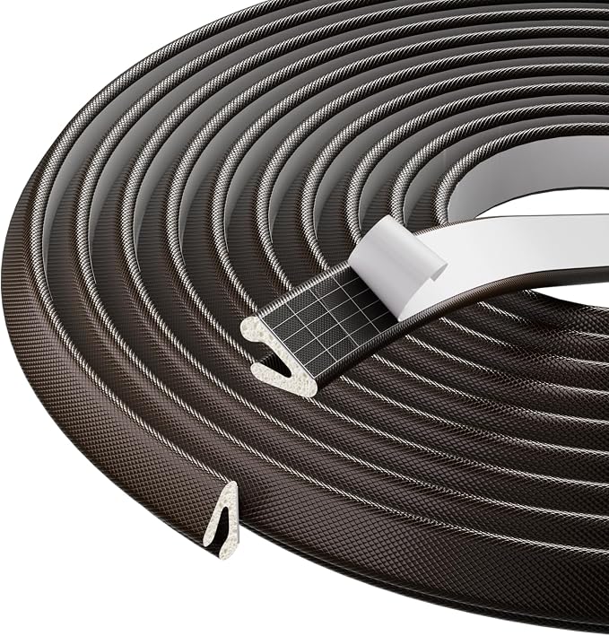 V Shape Thin Foam Weather Stripping Door Frame Seal Strip 19.7FT Brown | Draft by KNEELISA