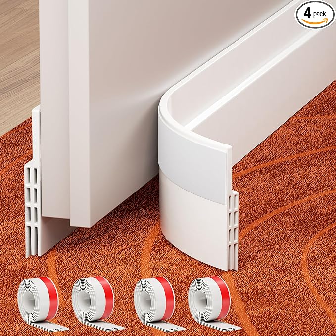 Grotheory 4 Pack Door Draft Stopper, Door Sweep, Weather Stripping Seal | by GroTheory