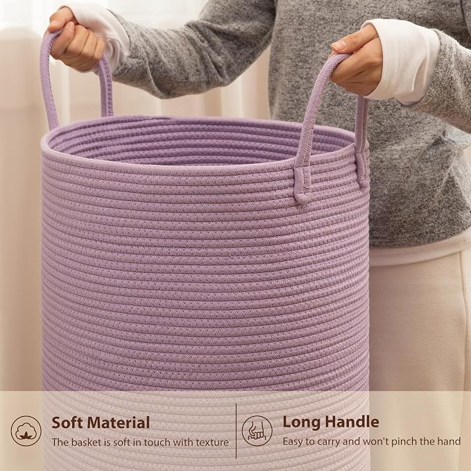 OIAHOMY 60L Nursery Hamper Laundry Basket Laundry Hamper Purple | collapsible - Image 6