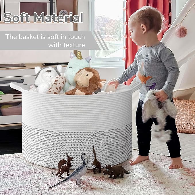 INDRESSME 115L Extra Large Woven Rope Blanket Basket Living Room, laundry & - Image 6