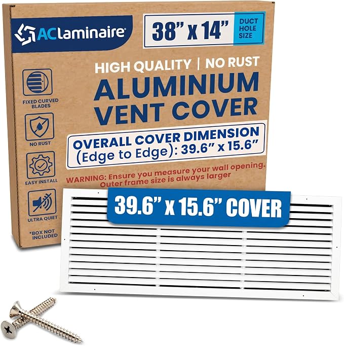 38x14 Aluminum Wall Ceiling Air Return Vent Cover HVAC Rustproof Grille by ACLAMINAIRE