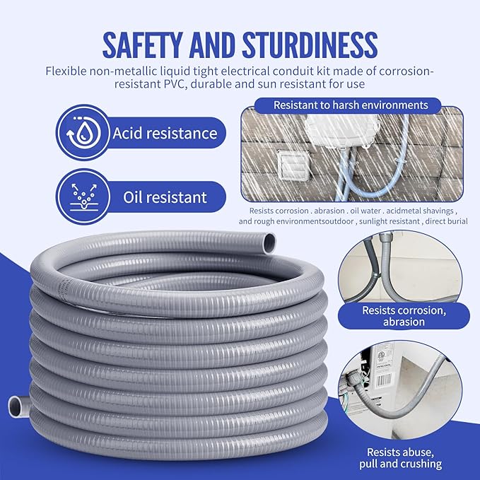Liquid Tight Conduit 1/2 inch 100FT, Flexible Non-Metallic Liquid Tight Flex - Image 3