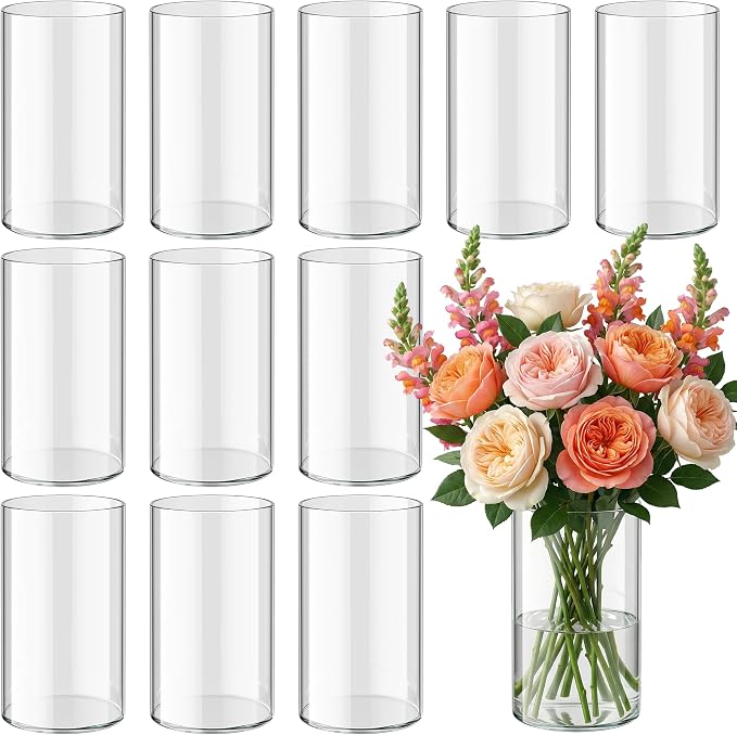 12pcs Glass Cylinder Vases for Centerpieces, 6 Inch Tall Flower Vase for by Unknown
