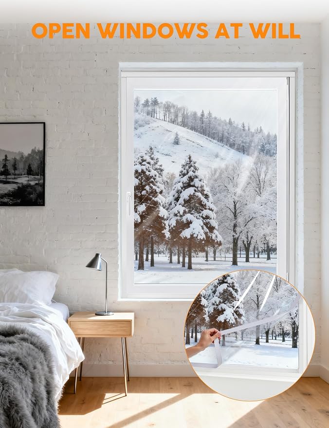 Ready-to-Install Plastic Window Insulation Film 39″×63″, Reusable Clear Draft - Image 4