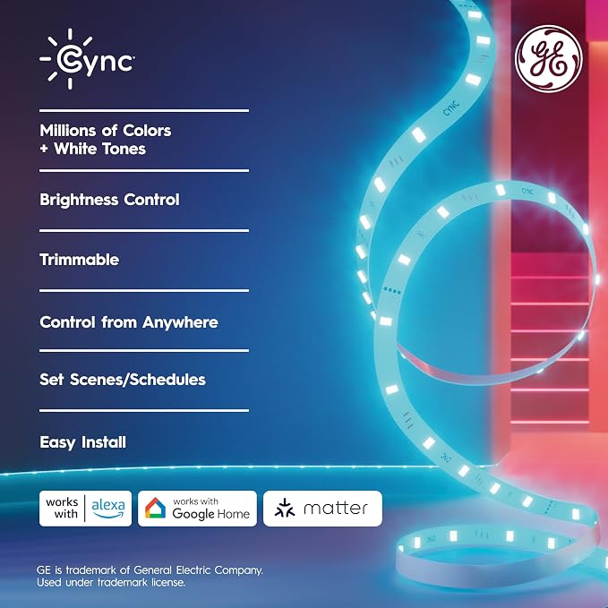 GE Cync Smart LED Strip Light, Color Changing Room Decor LED Light Strip - Image 2