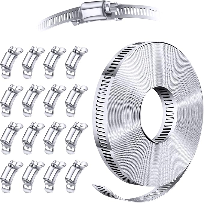 Stainless Steel Worm Gear Hose Clamp Assortment Kit, Cut-To-Fit | DIY 35FT by Steelsoft