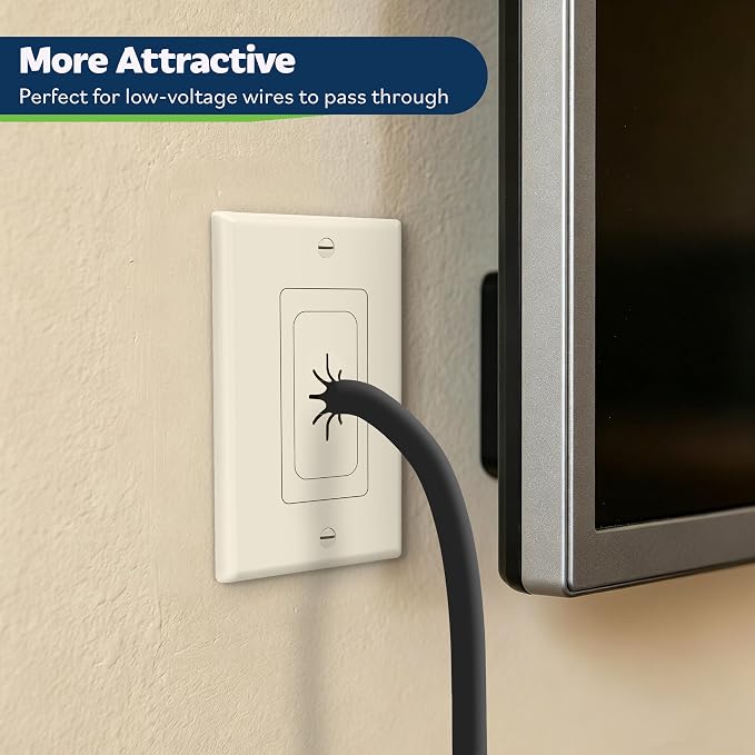 TOPGREENER 1-Gang Flexible Rubber Cable Pass-Through Wall Plate - Image 3