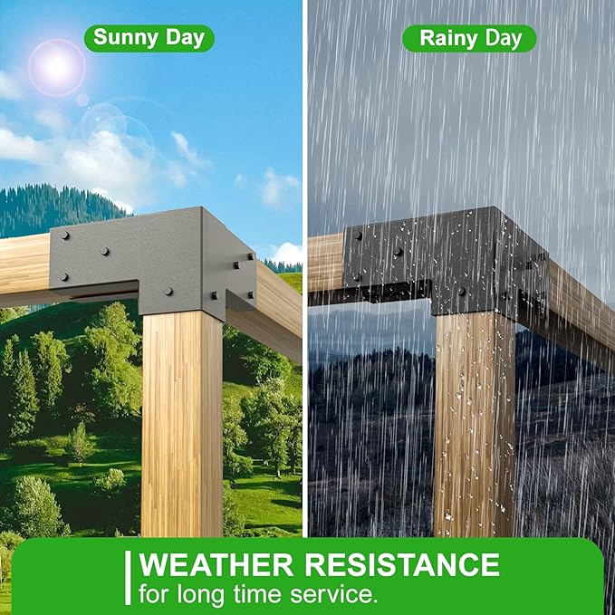 Pergola Brackets Kit for 4x4 Wood Beams, 3.58'' x 3.58'', 4 Pack | Heavy Duty - Image 5