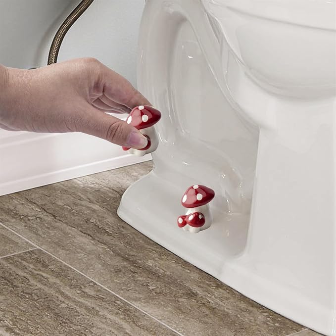 WANSHUNLMI Red Ceramic Mushroom Toilet Floor Bolt Covers, Easy Installation - Image 5