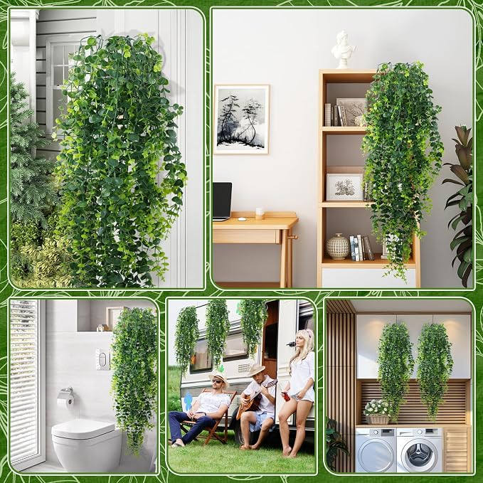 2-Pack Fake Hanging Plants, Faux Hanging Plant Artificial Greenery - Image 5