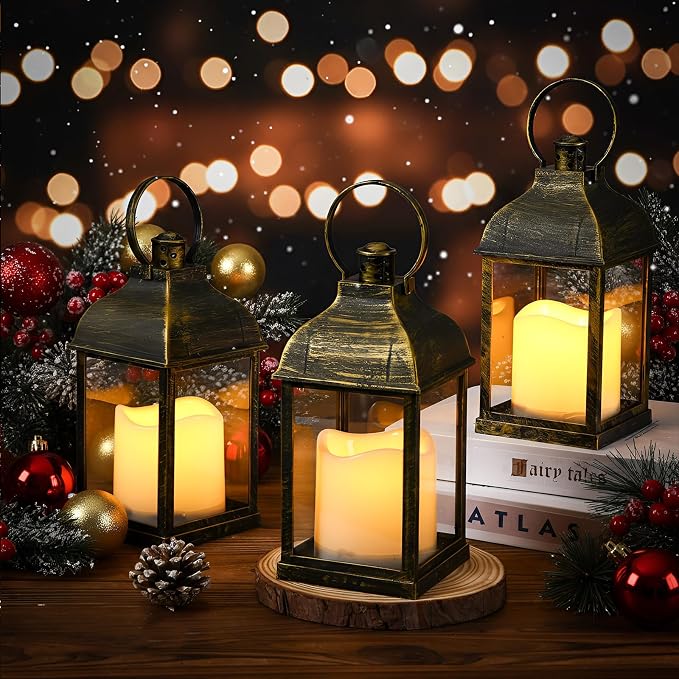12 Pack 10 Inch Bronze Decorative Candle Lantern Bulk LED Flameless | Lanterns - Image 4