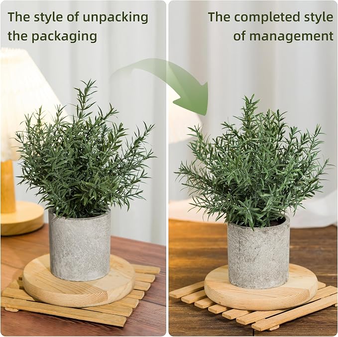 Coferset 2 Pack Small Fake Plants Rosemary Potted - Image 7