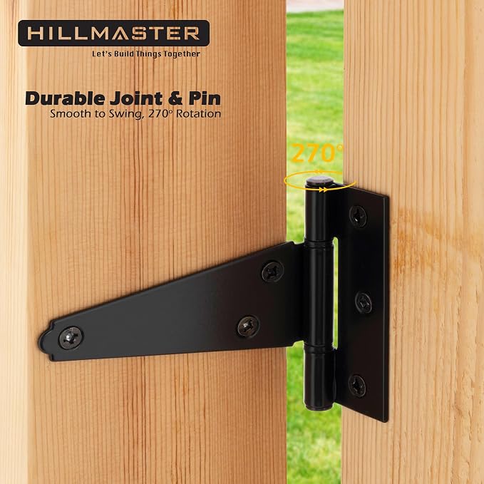 Hillmaster 4 Inch T-Strap Heavy Duty Shed Door Hinges - Image 2