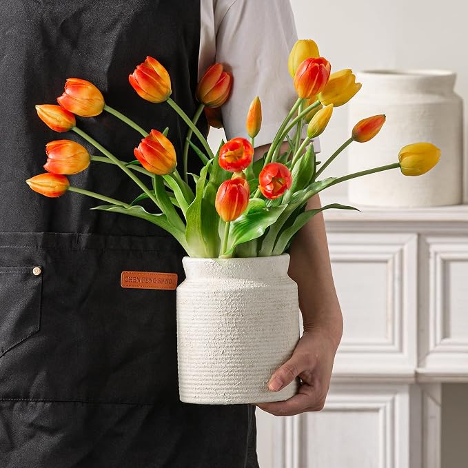 Ceramic Flower Vase 6.5 inch Farmhouse Rustic Vase - Image 7