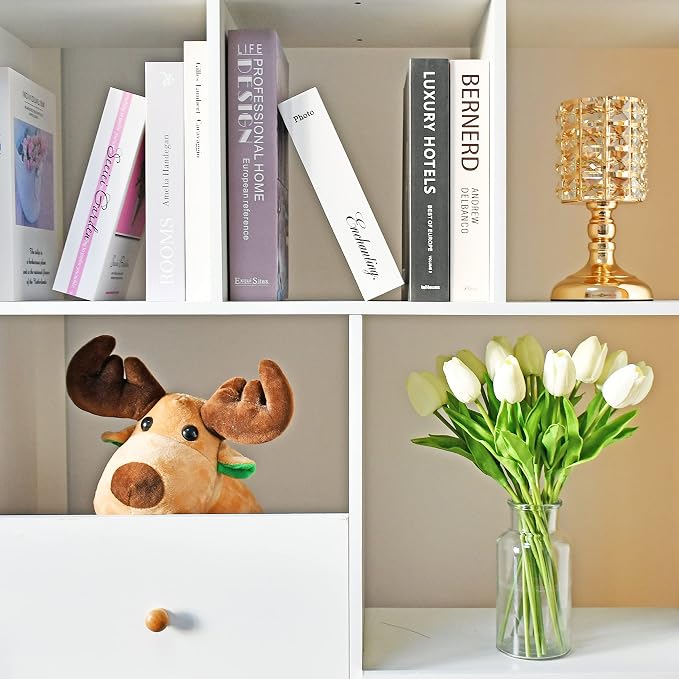Mandy's 28pcs Artificial Cream Tulips | 13.5 Inch Lifelike PU Tulips Faux - Image 9