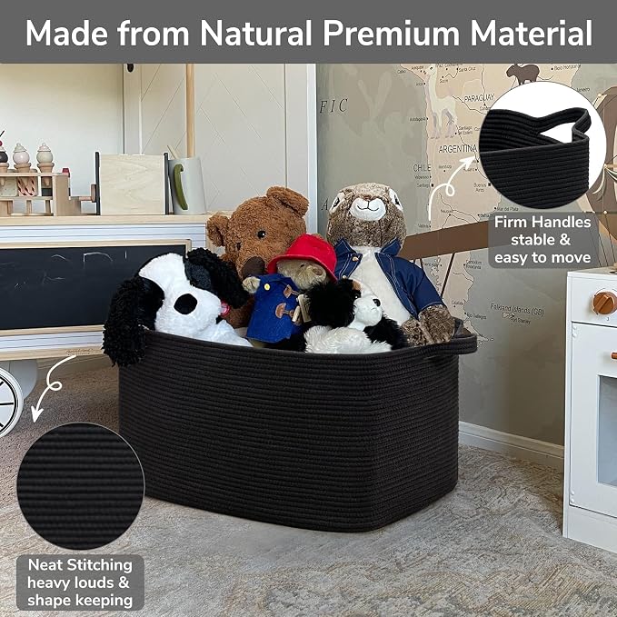 Goodpick Large Woven Rope Blanket Basket, 75L | 21.6'' x 14.9'' x 11.8'' - Image 6