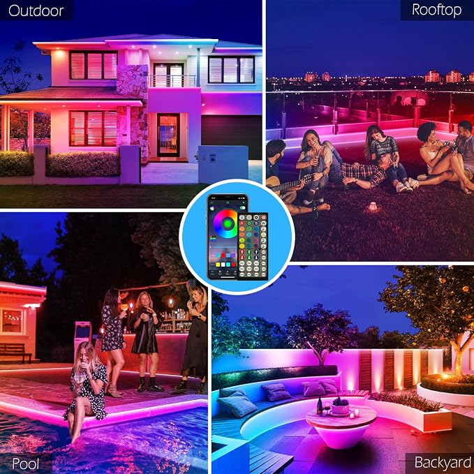 FBZ 60Ft Outdoor Waterproof LED Strip Lights, Music Sync RGB IP65 Led Lights - Image 3