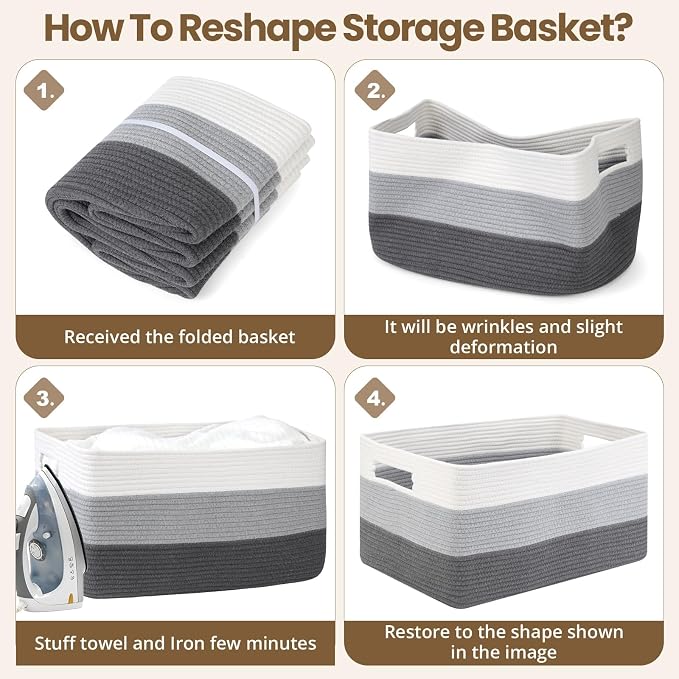 Optish 75L Large Woven Blanket Basket, Storage Basket - Image 8