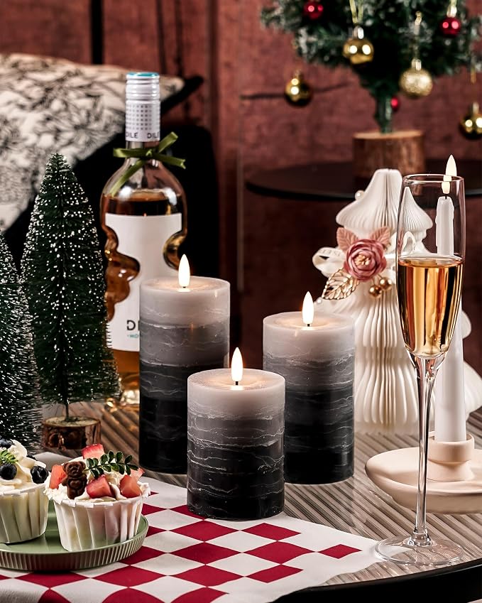 Stmarry Distressed Gradient Gray Flameless Candles - Image 4