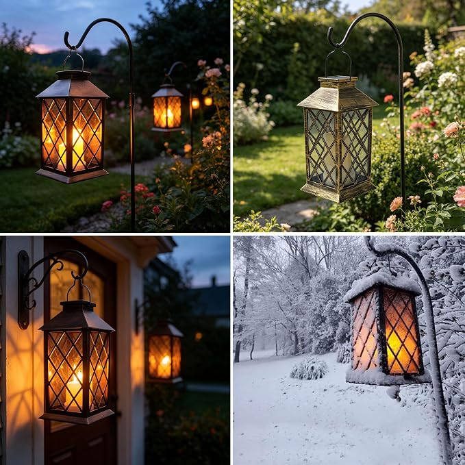 Solar Outdoor Lantern, Garden Hanging Waterproof Lanterns PVC Upgrade 3 LED - Image 3