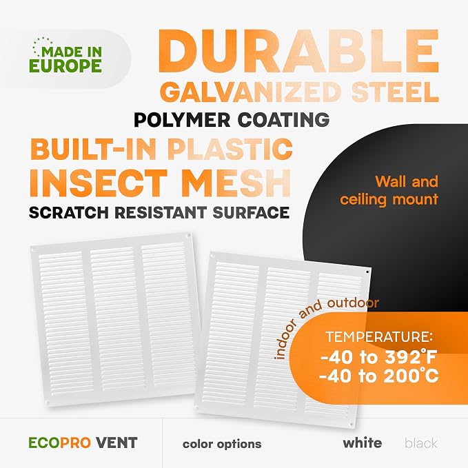 12 x 12 Inch White Galvanized Steel Return Air Register Vent Cover, AC Vent - Image 3