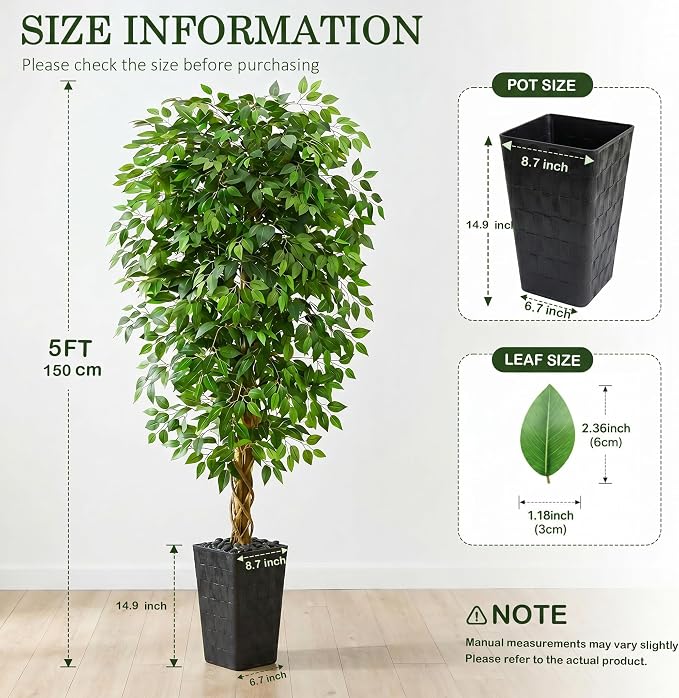 Artificial Ficus Tree 5FT Faux Floor Tree - Image 8