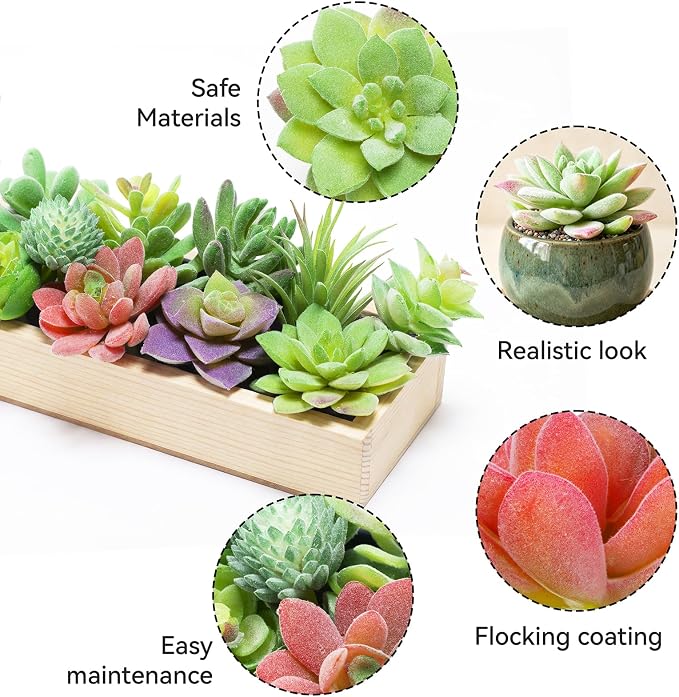 HappyHapi 12 Pcs Artificial Succulents, Mini Fake Plants Unpotted | Flocked - Image 3