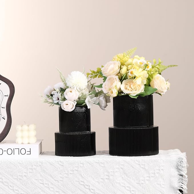 Ribbed Glass Vases for Bouquet, Modern Vase for Living Room, Coffe Table - Image 4