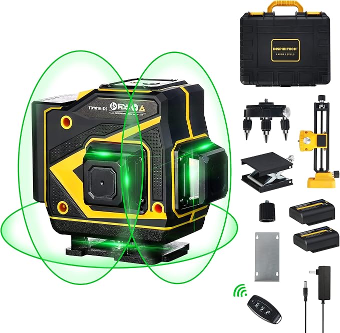Floor Laser Level Self Leveling, 3x360 Horizontal Vertical Cross Line laser by INSPIRITECH