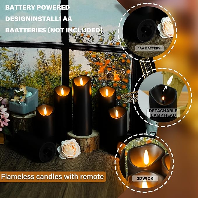 Nimiko Flameless Candles with Remote, Battery Operated Flickering Flameless - Image 3