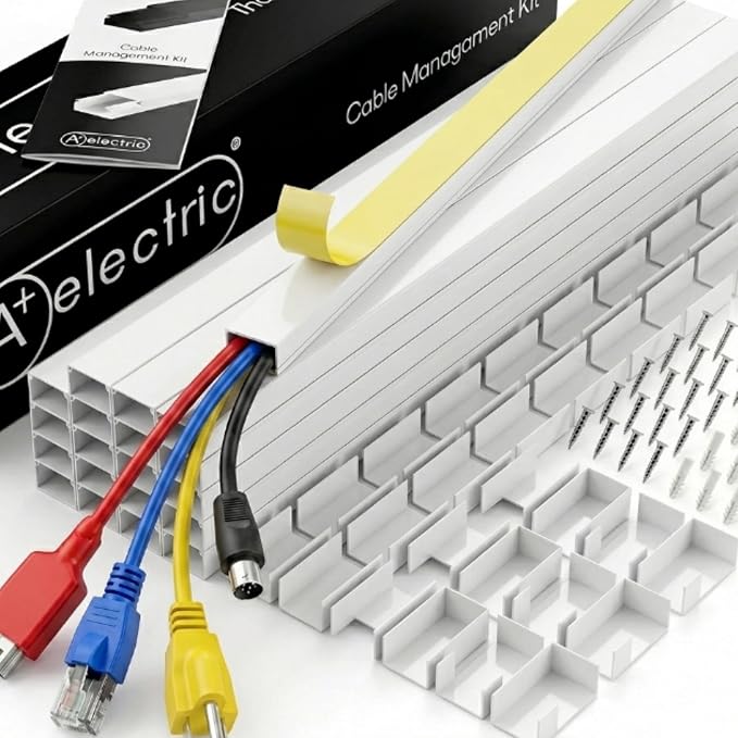 Cord Cover Full Kit, 26ft/315in Self-Adhesive Cable Raceway, 20 Snap-On Channels - Image 6