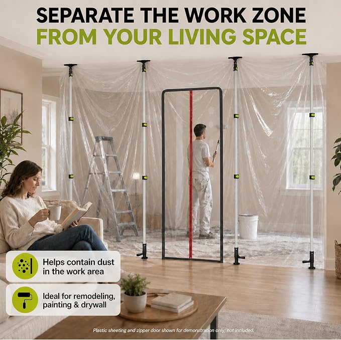 10 FT Dust Barrier Poles for Construction & Home Renovation - Image 2