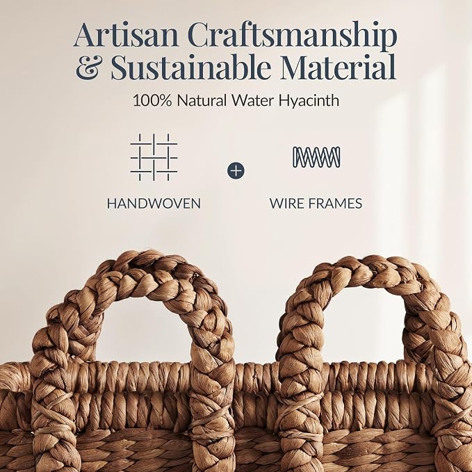 Best Choice Products 3Pc Shelf Baskets, Large and XL Chunky Woven Wicker Rattan - Image 5
