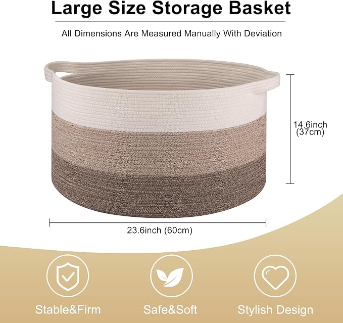 OIAHOMY 105L Extra Large Blanket Basket - Image 3