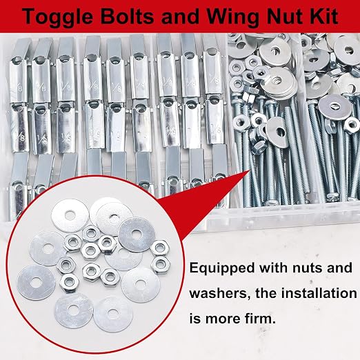 192Pcs 1/8 Inch Toggle Bolts, Heavy Duty Drywall Anchors and Screws Kit - Image 3