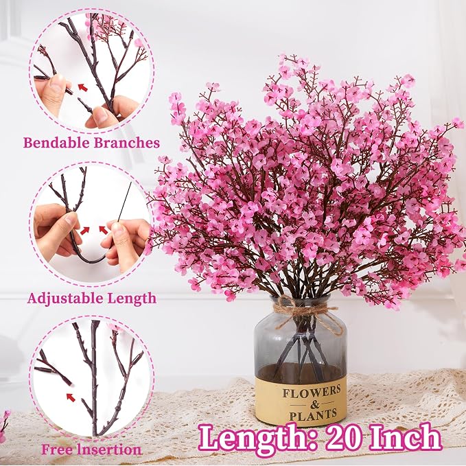 5 Pcs Fake Flowers, Real Touch Babys Breath Artificial Flowers, Full Baby - Image 3
