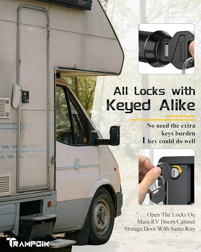RV Door Lock Set, for RV Camper, Travel Trailer Entrance Front Door, 1 Plastic - Image 3