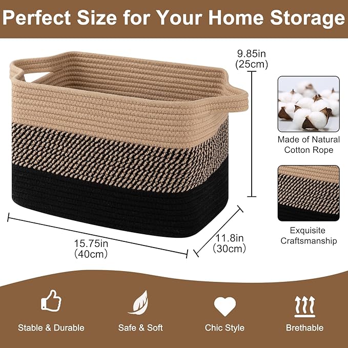 OIASKET Storage Basket for Organizing, Woven Baskets for Storage, Rectangle - Image 2