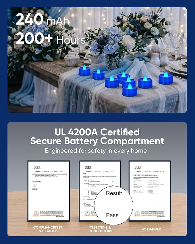 Homemory 24-Pack Navy Blue Flameless Battery Tealight Candles, 200+ Hours | - Image 3