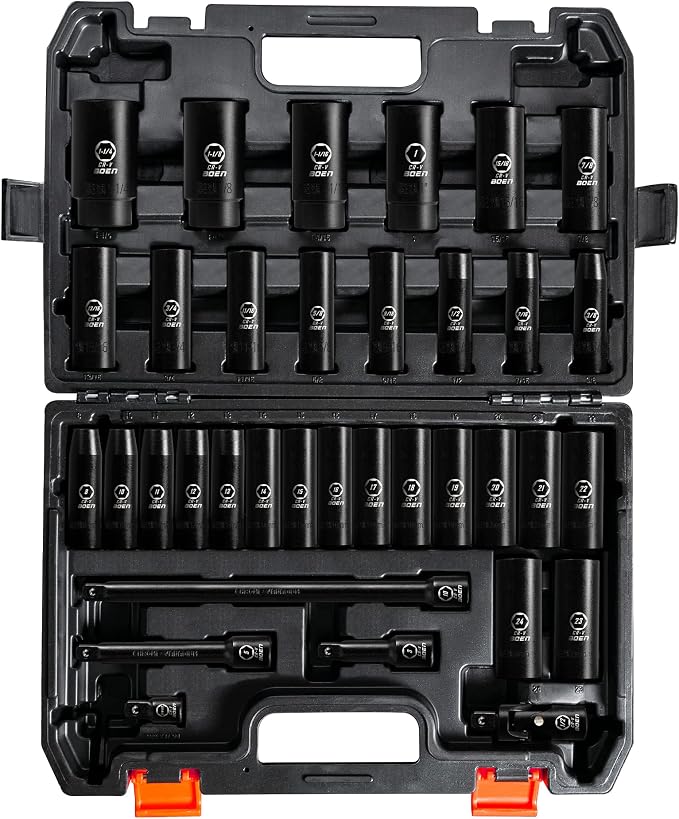 BOEN 1/2" & 3/8"Drive Deep & Shallow Impact Socket Set, 64 Piece Socket Set SAE - Image 2