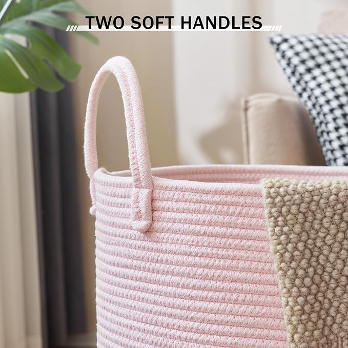 YOUDENOVA Cotton Rope Laundry Hamper Basket, 58L Blanket Basket - Image 4