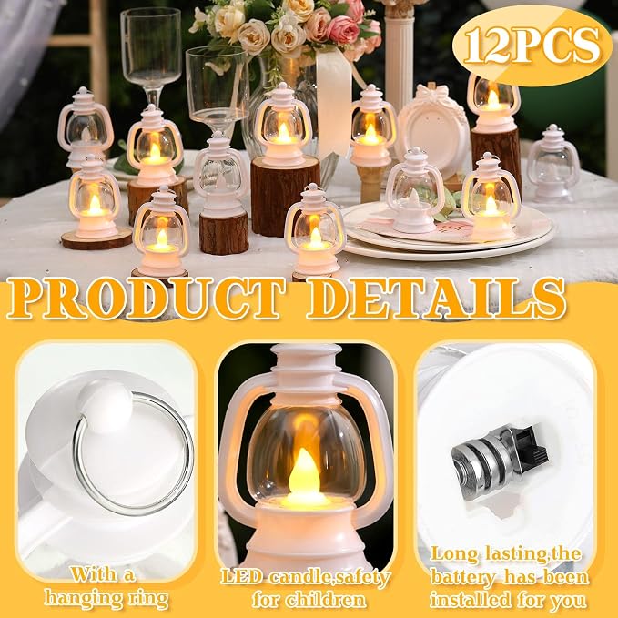 Ferraycle 12 Pcs Mini Lanterns 4 Inch White Lamp Table Decor | Western Cowboy - Image 3