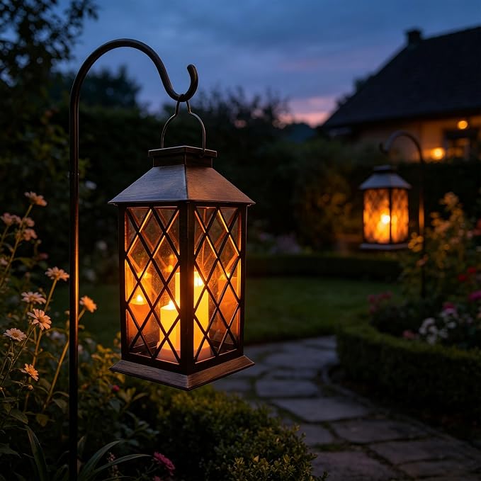 Solar Outdoor Lantern, Garden Hanging Waterproof Lanterns PVC Upgrade 3 LED - Image 6